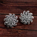 Woma Floral Oxidised Plated Stud Earrings