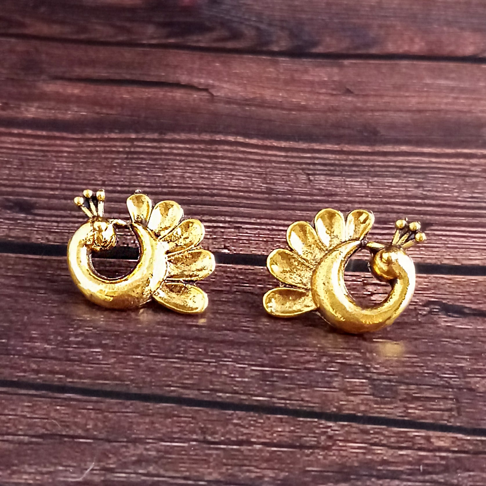 Woma Peacock Gold Plated Stud Earrings