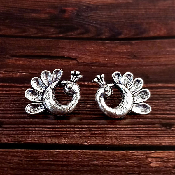 Woma Oxidised Plated Peacock Stud Earrings