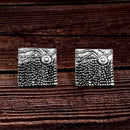 Woma Floral Oxidised Plated Stud Earrings