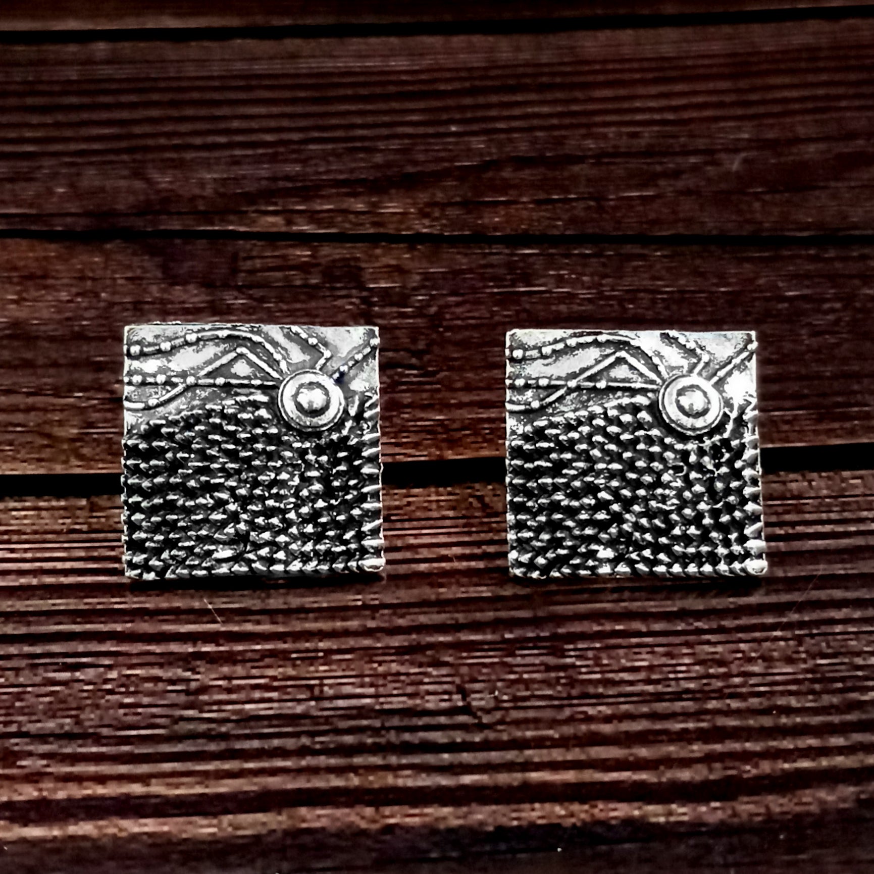 Woma Floral Oxidised Plated Stud Earrings