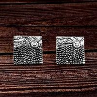 Woma Floral Oxidised Plated Stud Earrings