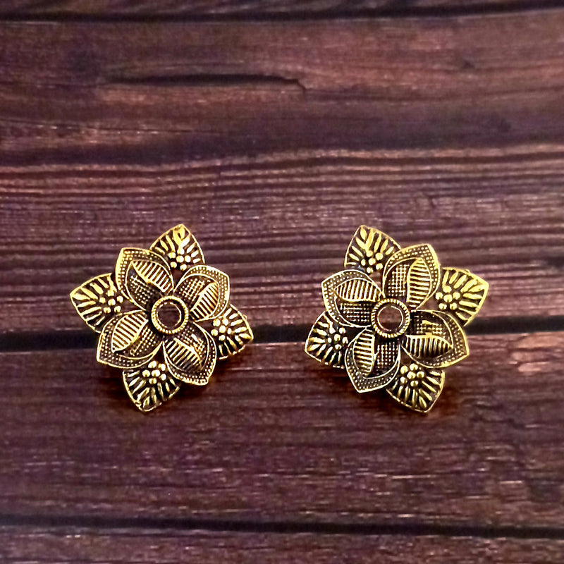 Woma Floral Gold Plated Stud Earrings