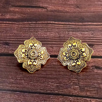 Woma Floral Gold Plated Stud Earrings