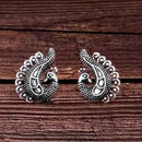 Woma Floral Oxidised Plated Stud Earrings