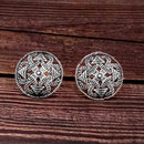 Woma Floral Oxidised Plated Stud Earrings