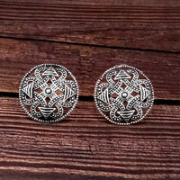 Woma Floral Oxidised Plated Stud Earrings