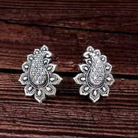 Woma Floral Oxidised Plated Stud Earrings