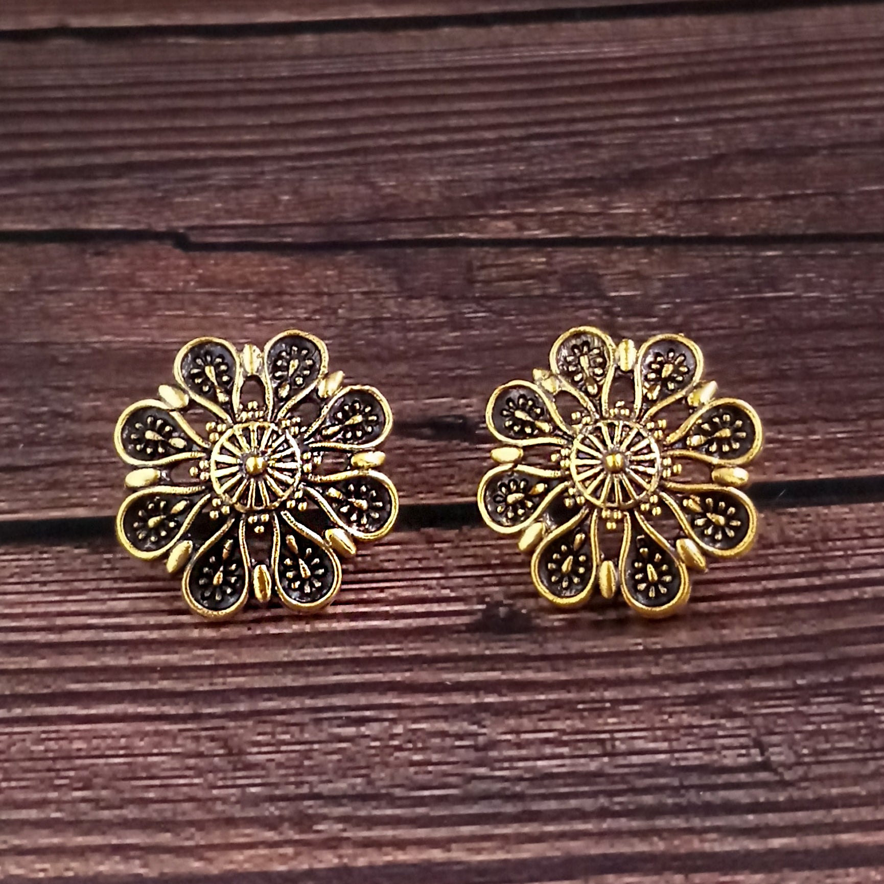 Woma Floral Gold Plated Stud Earrings