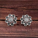 Woma Floral Oxidised Plated Stud Earrings