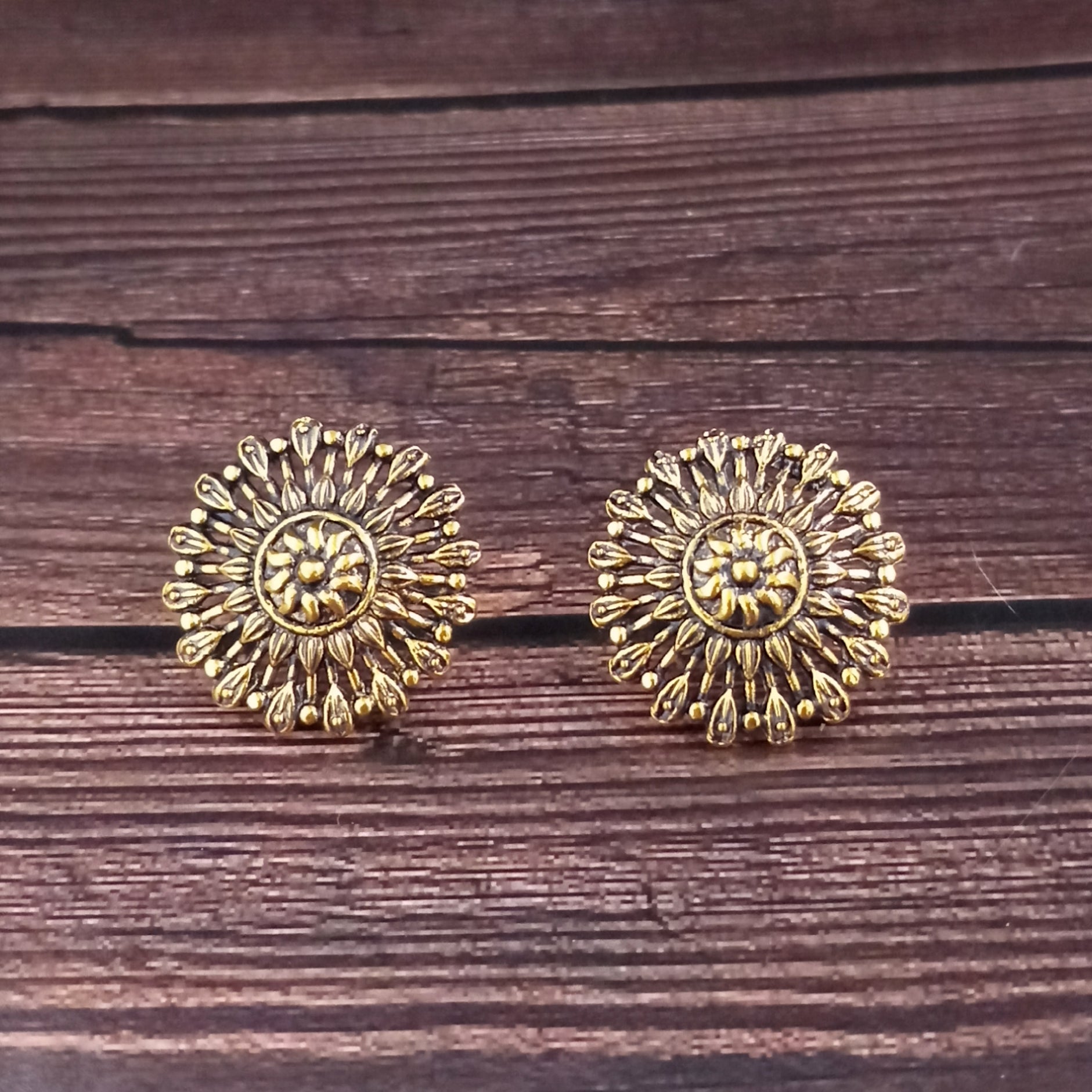 Woma Floral Gold Plated Stud Earrings