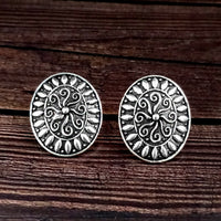 Woma Floral Oxidised Plated Stud Earrings