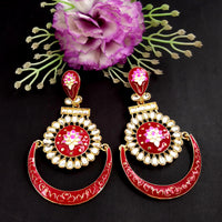 PARSHWAM Pink Glossy Meenakari Earring