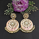 PARSHWAM Peach Glossy Meenakari Pearl Drop Jhumki