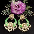 PARSHWAM Light Green Glossy Meenakari Pearl Drop Jhumki