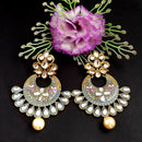 PARSHWAM Grey Glossy Meenakari Pearl Drop Jhumki