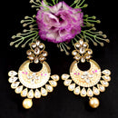 PARSHWAM Peach Glossy Meenakari Pearl Drop Jhumki
