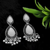 Jeweljunk Silver Plated Dangler Mirror Earring