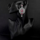 Jinu Arts Maroon Oxidised Plated Dangler Earrings