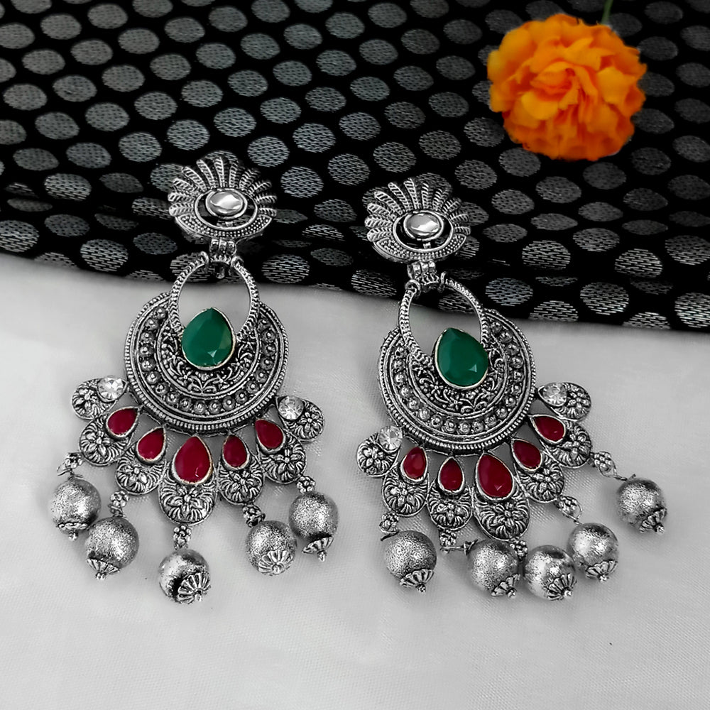 Jinu Arts Maroon Oxidised Plated Dangler Earrings