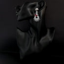 Jinu Arts Maroon Oxidised Plated Dangler Earrings