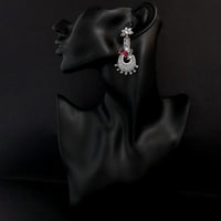 Jinu Arts Maroon Oxidised Plated Dangler Earrings