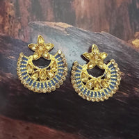 Adi Gold Plated Red Meenakari And Austrian Stone Stud Earrings