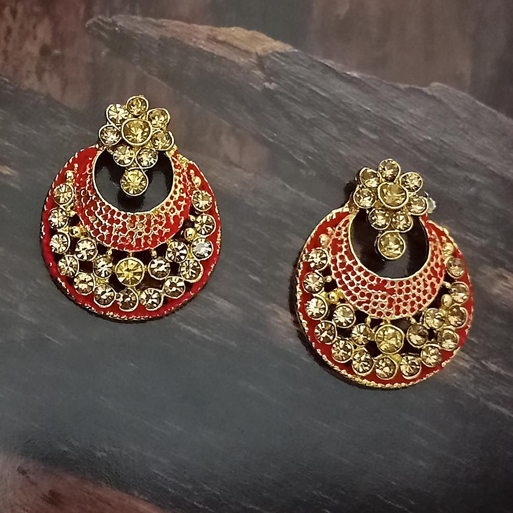 Adi Gold Plated Red Meenakari And Austrian Stone Stud Earrings