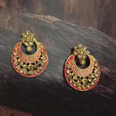 Adi Gold Plated Red Meenakari And Austrian Stone Stud Earrings