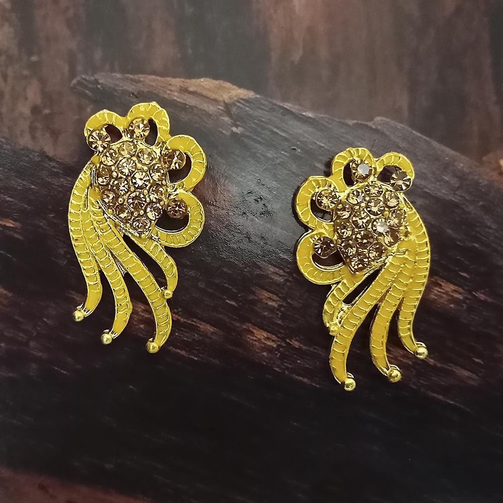 Adi Gold Plated Red Meenakari And Austrian Stone Stud Earrings