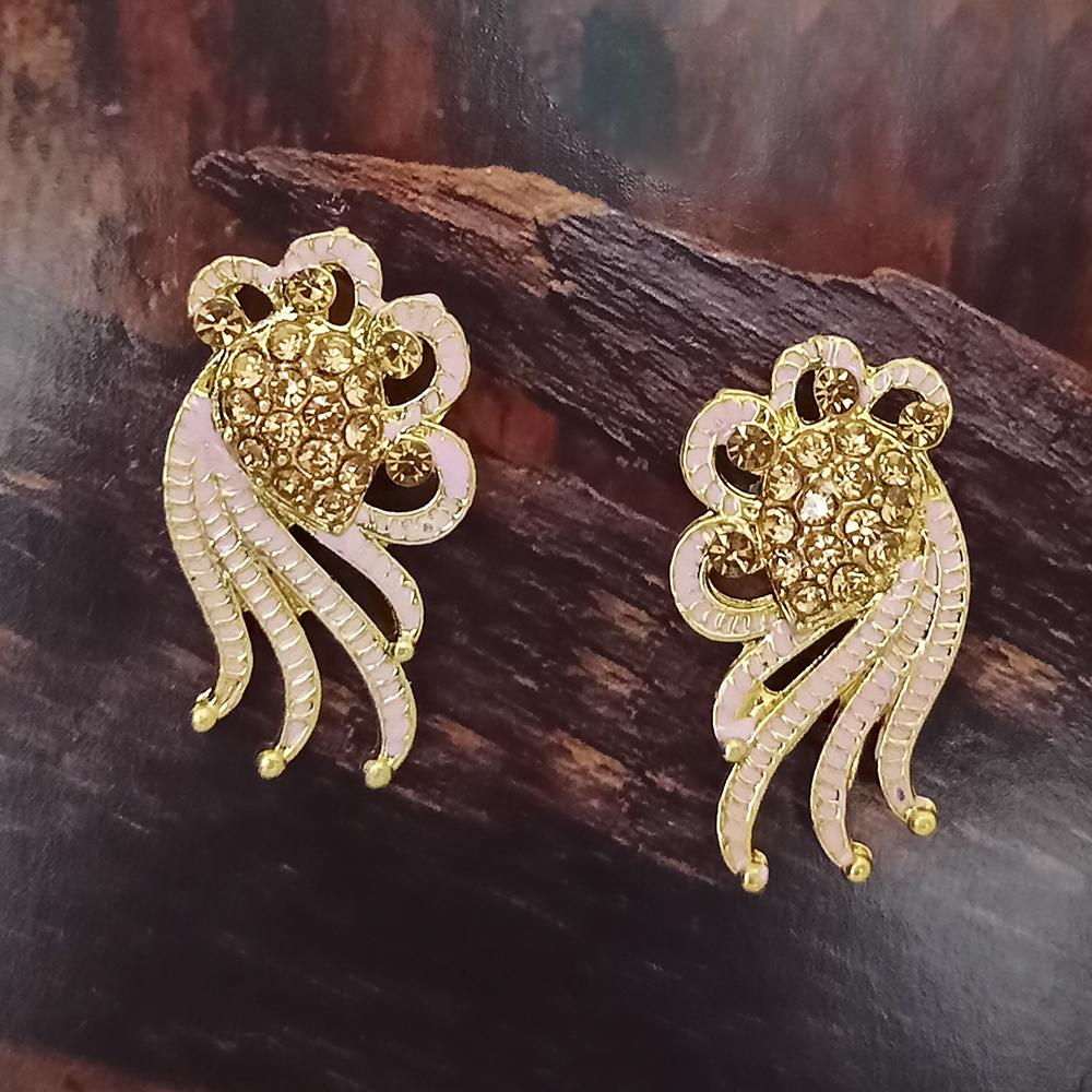 Adi Gold Plated Red Meenakari And Austrian Stone Stud Earrings