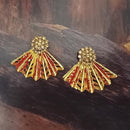 Adi Gold Plated Red Meenakari And Austrian Stone Stud Earrings