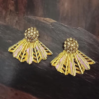 Adi Gold Plated Red Meenakari And Austrian Stone Stud Earrings