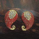 Adi Gold Plated Red Meenakari And Austrian Stone Stud Earrings  -  1319230A