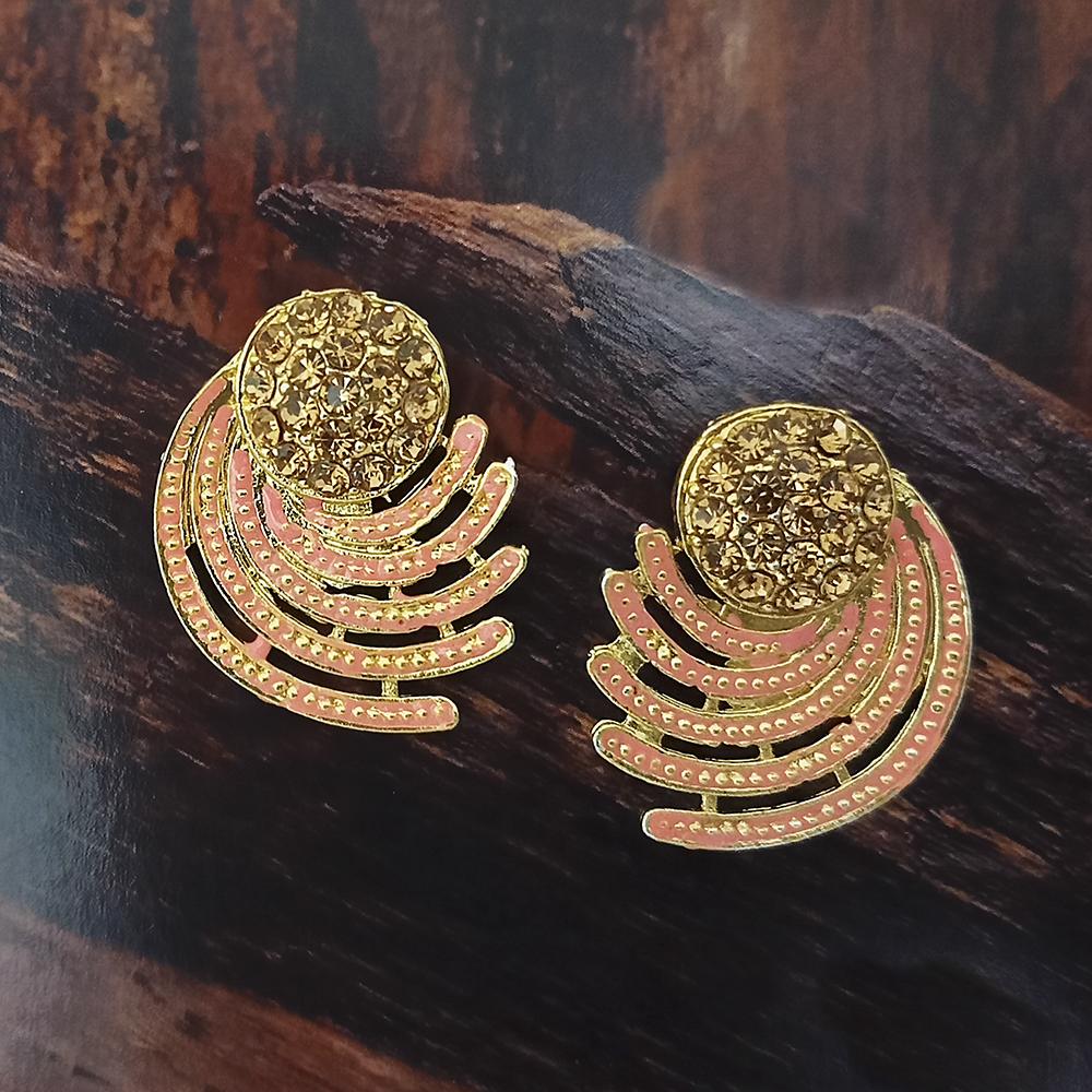 Adi Gold Plated Red Meenakari And Austrian Stone Stud Earrings