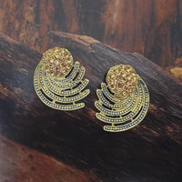 Adi Gold Plated Red Meenakari And Austrian Stone Stud Earrings