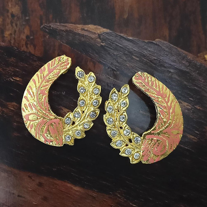 Adi Gold Plated Red Meenakari And Austrian Stone Stud Earrings  -  1319233A