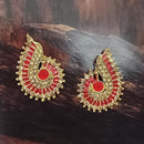 Adi Gold Plated Red Meenakari And Austrian Stone Stud Earrings  -  1319238A