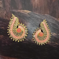 Adi Gold Plated Red Meenakari And Austrian Stone Stud Earrings  -  1319238A