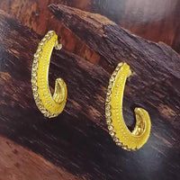 Adi Gold Plated Red Meenakari And Austrian Stone Stud Earrings  -  1319240A