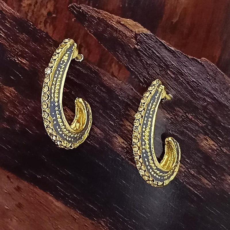 Adi Gold Plated Red Meenakari And Austrian Stone Stud Earrings  -  1319240A