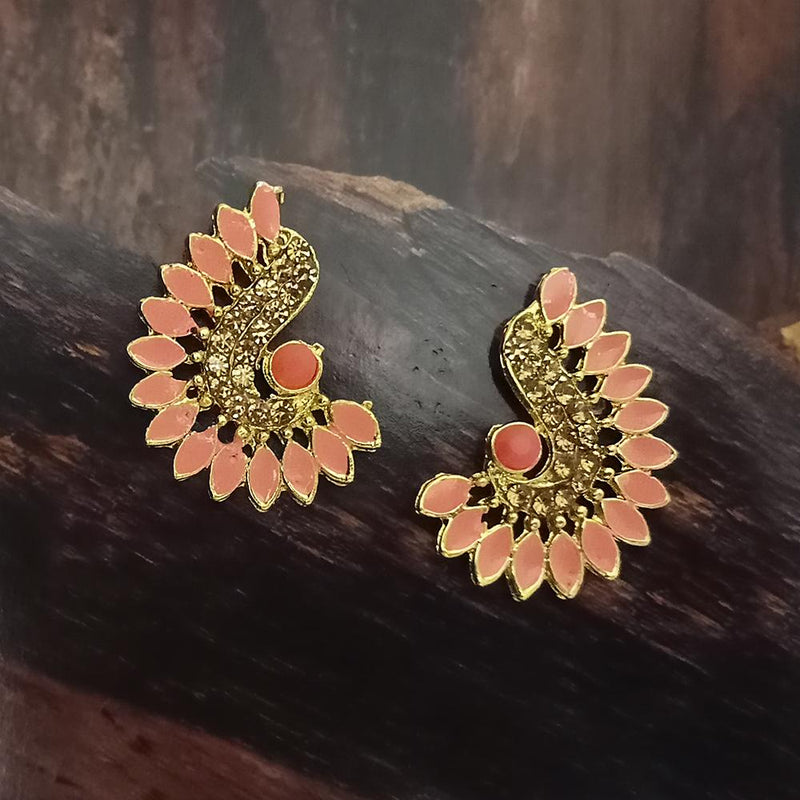 Adi Gold Plated Red Meenakari And Austrian Stone Stud Earrings  -  1319242A