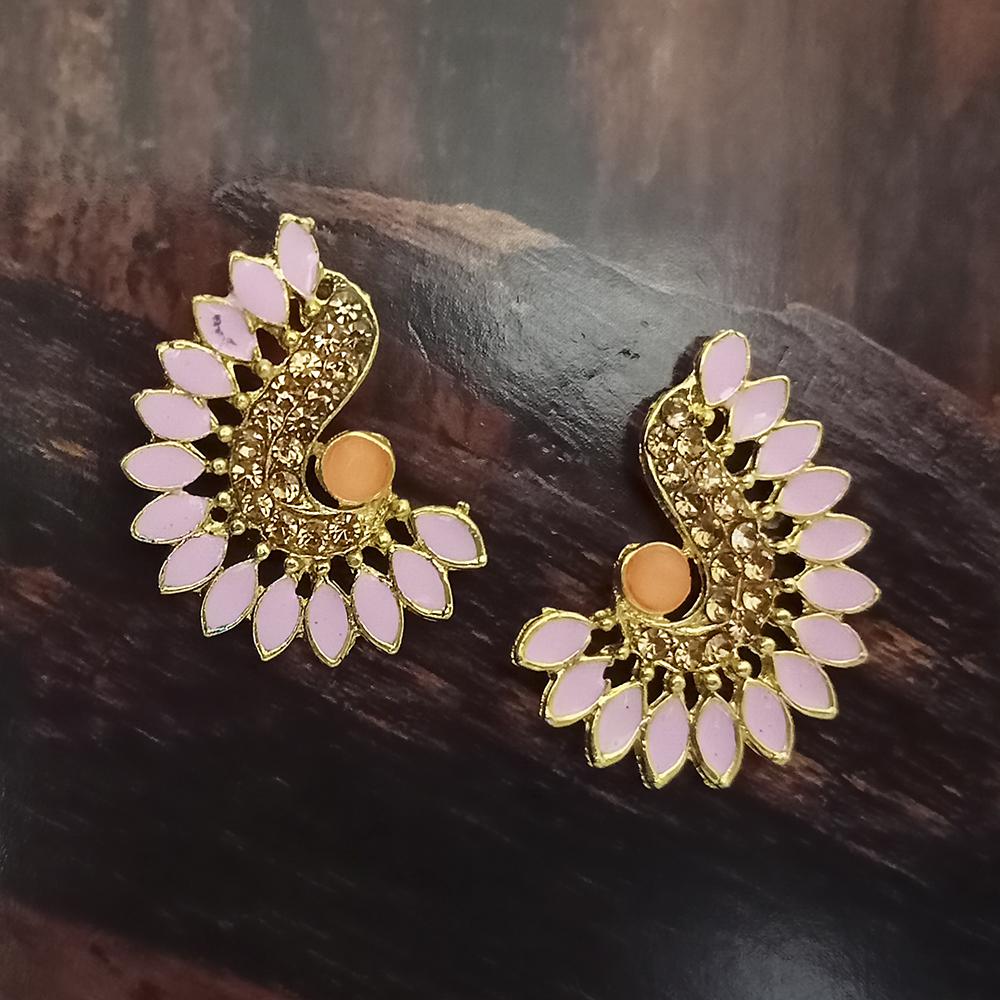 Adi Gold Plated Red Meenakari And Austrian Stone Stud Earrings  -  1319242A