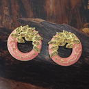 Adi Gold Plated Red Meenakari And Austrian Stone Stud Earrings  -  1319244A