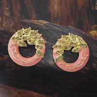 Adi Gold Plated Red Meenakari And Austrian Stone Stud Earrings  -  1319244A