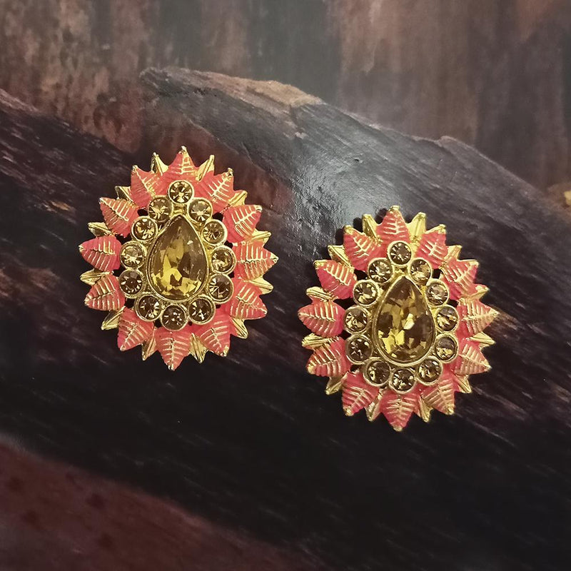 Aggregate 122+ stud red stone earrings gold best
