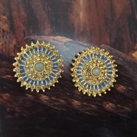 Adi Gold Plated Red Meenakari And Austrian Stone Stud Earrings  -  1319247A