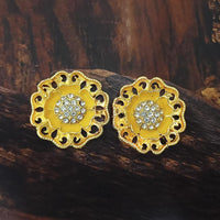 Adi Gold Plated Red Meenakari And Austrian Stone Stud Earrings  -  1319253A