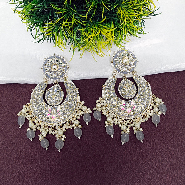 Bhavi Gold Plated Kundan And Meenakari Dangler Earrings