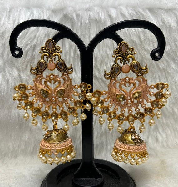 Infinity Jewels Gold Plated Meenakari Jhumki Earrings